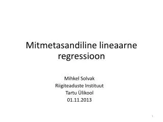 Mitmetasandiline lineaarne regressioon