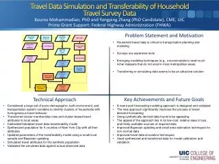 Travel Data Simulation and Transferability of Household Travel Survey Data