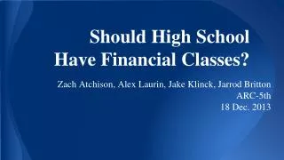 Should High School Have Financial Classes?