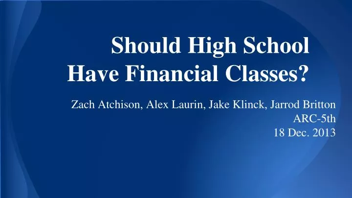 should high school have financial classes