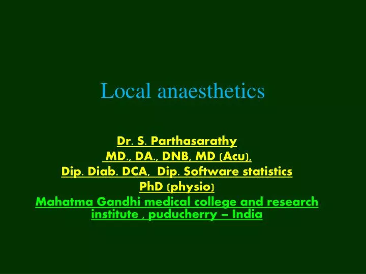 local anaesthetics