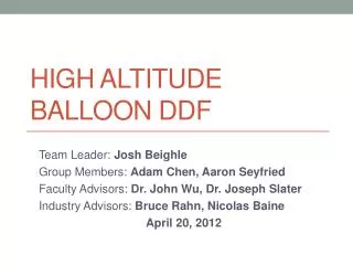 High altitude balloon DDF