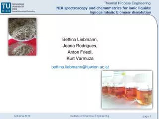 NIR spectroscopy and chemometrics for ionic liquids : lignocellulosic biomass dissolution
