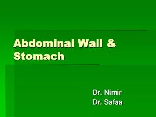 Abdominal Wall &amp; Stomach