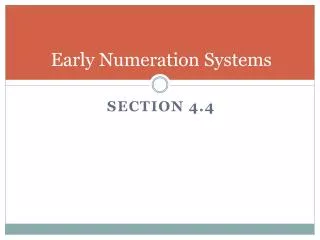 Early Numeration Systems