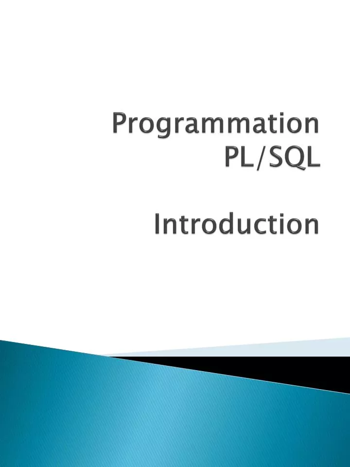 programmation pl sql introduction