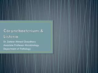 Corynebacterium &amp; Listeria