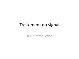 traitement du signal