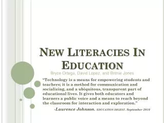 New Literacies In Education