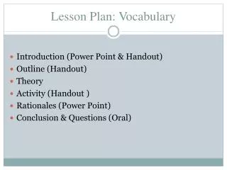 Lesson Plan: Vocabulary