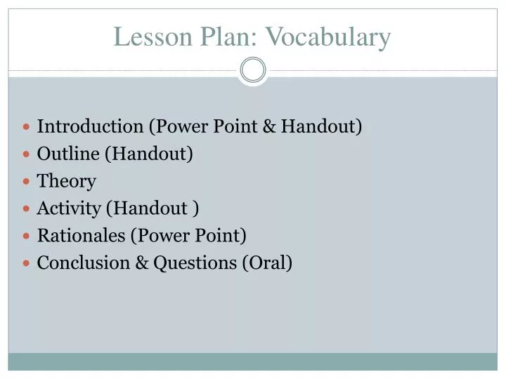 lesson plan vocabulary