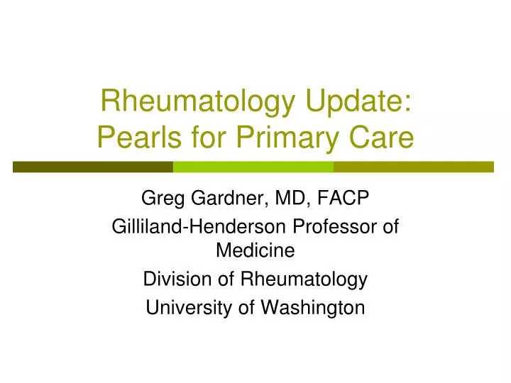 rheumatology update pearls for primary care