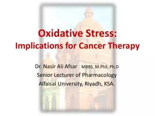 Oxidative Stress: Implications for Cancer Therapy