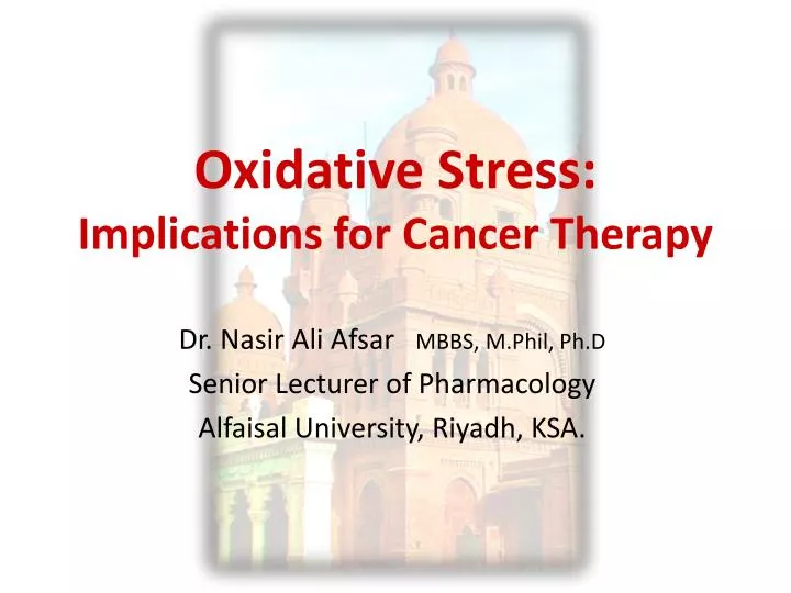 oxidative stress implications for cancer therapy