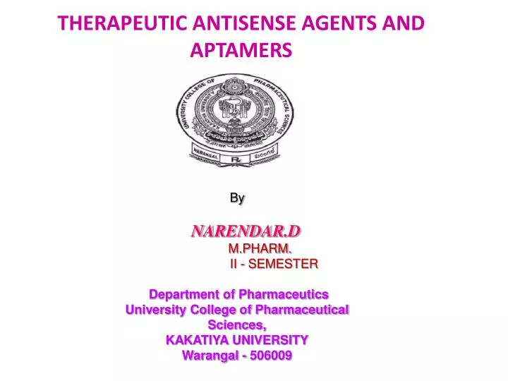therapeutic antisense agents and aptamers