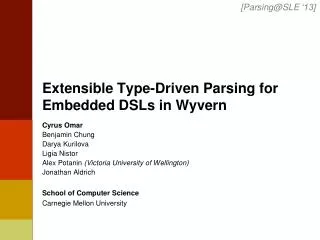 Extensible Type-Driven Parsing for Embedded DSLs in Wyvern