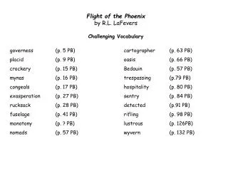Flight of the Phoenix by R.L. LaFevers Challenging Vocabulary