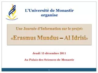 Une Journée d’Information sur le projet: « Erasmus Mundus – Al Idrisi »