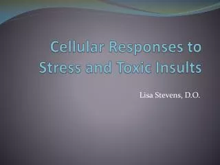 Cellular Responses to Stress and Toxic Insults