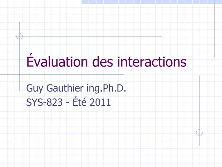 valuation des interactions