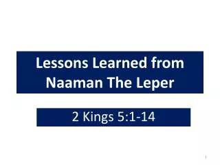 Lessons Learned from Naaman The Leper