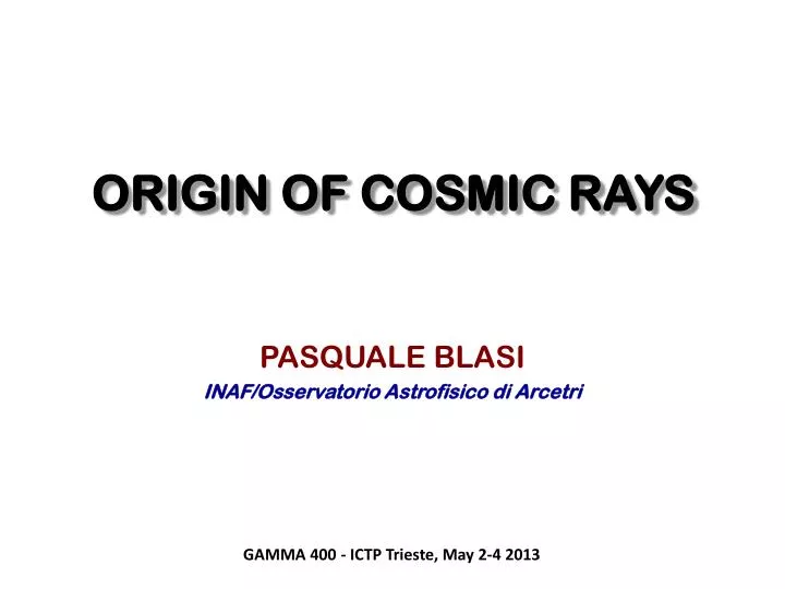 origin of cosmic rays