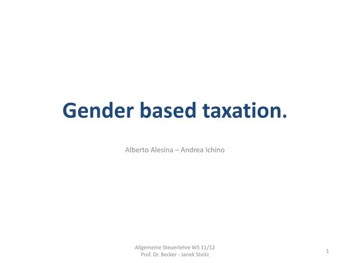 gender based taxation