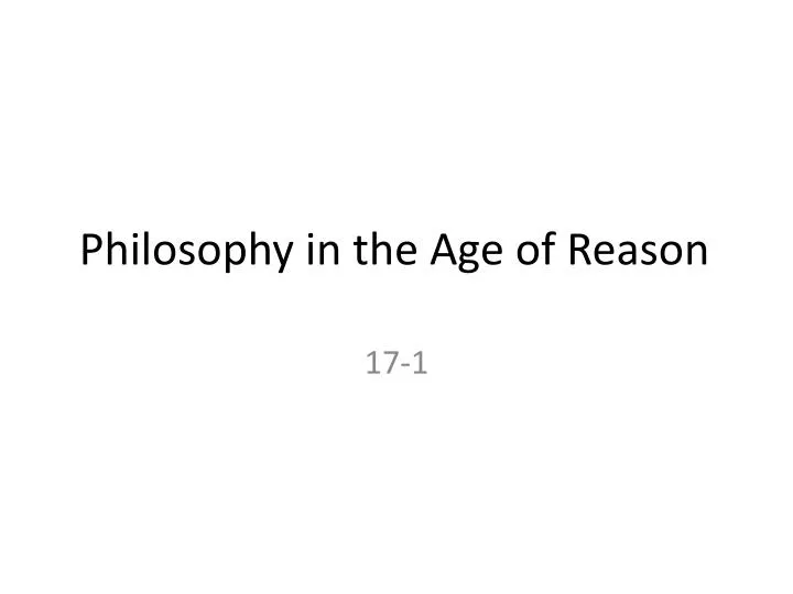 philosophy in the age of reason