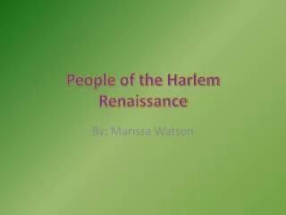 People of the Harlem Renaissance