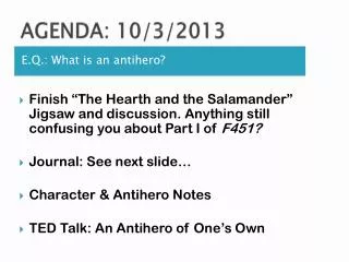 AGENDA: 10/3/2013