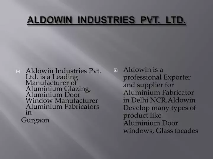 aldowin industries pvt ltd