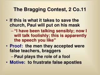 The Bragging Contest, 2 Co.11