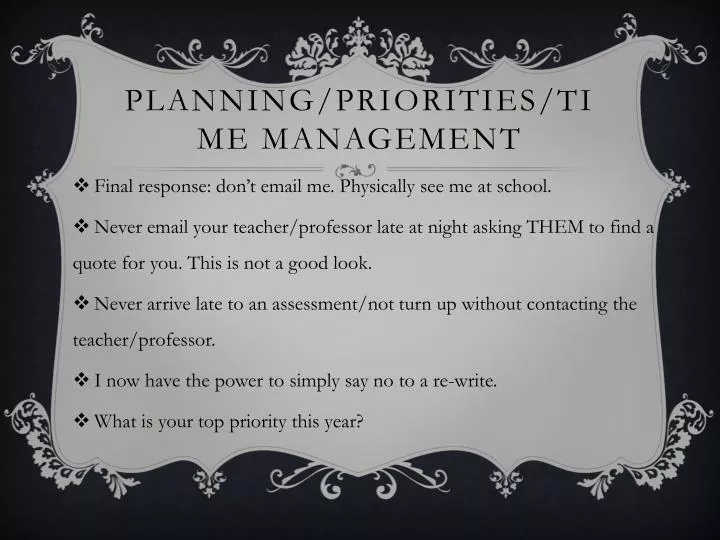 planning priorities time management