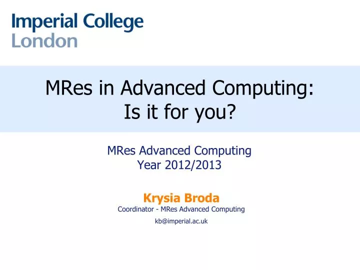 mres in advanced computing is it for you