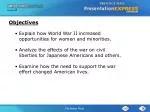 Explain how World War II increased opportunities for women and minorities. - slide 1