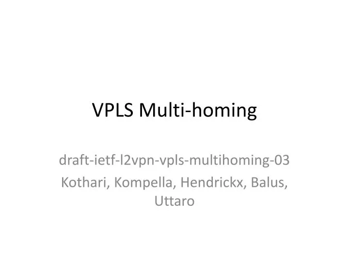 vpls multi homing