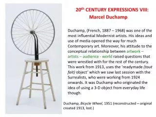 20 th CENTURY EXPRESSIONS VIII: Marcel Duchamp