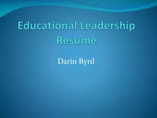 Educational Leadership Resume