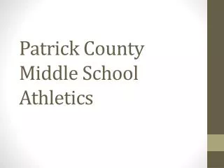 Patrick County Middle School Athletics