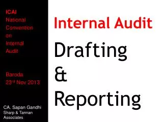 ICAI National Convention on Internal Audit Baroda 23 rd Nov 2013