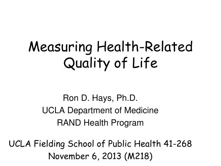measuring health related quality of life