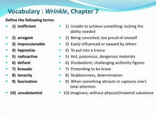 Vocabulary : Wrinkle , Chapter 7
