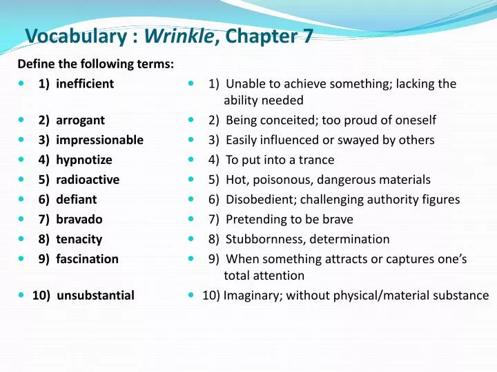 vocabulary wrinkle chapter 7