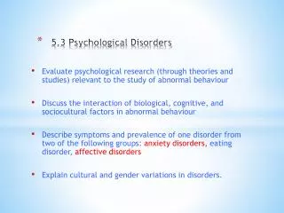 5.3 Psychological Disorders