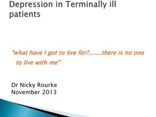 Depression in Terminally ill patients