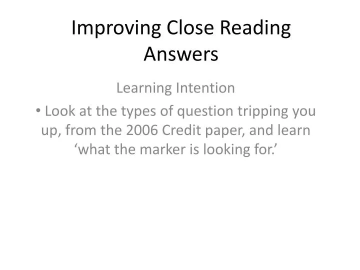 improving close reading answers