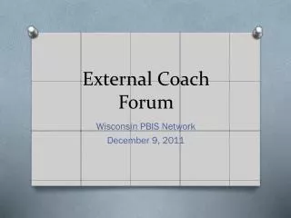 External Coach Forum
