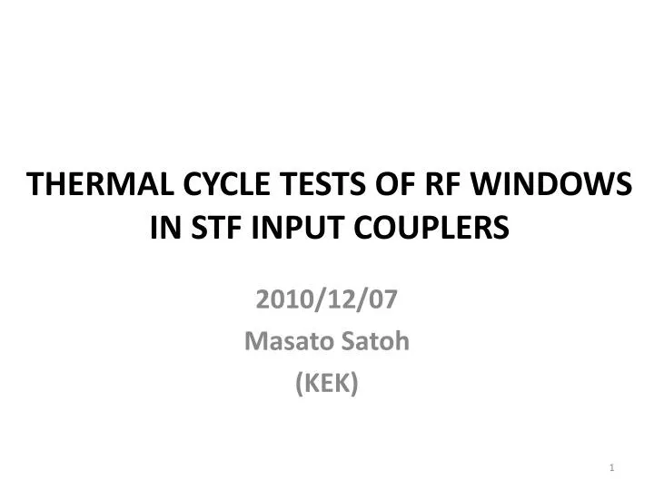 thermal cycle tests of rf windows in stf input couplers