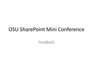 OSU SharePoint Mini Conference