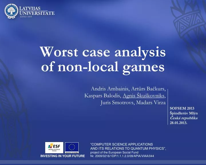 worst case analysis of non local games